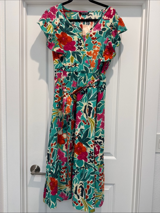 BloomChic Dresses & Skirts - BloomChic Teal Multicolor Floral V-Neck Maxi Dress